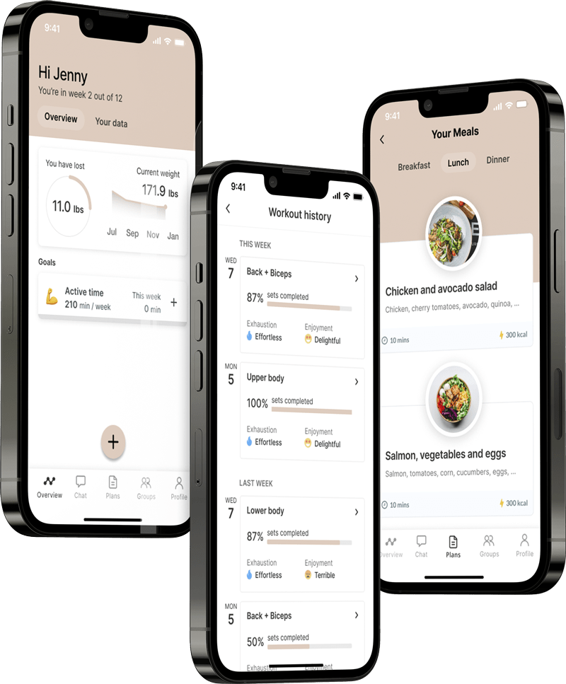 A mockup of the coaching app showcasing the features.